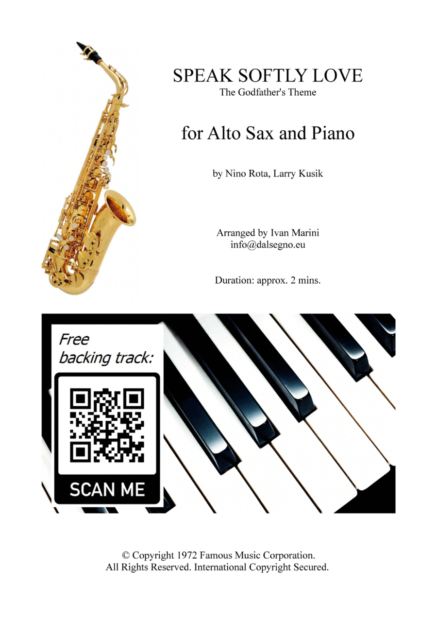 Speak Softly Love Speak Softly Love Alto Saxophone scores gallery preview page 1