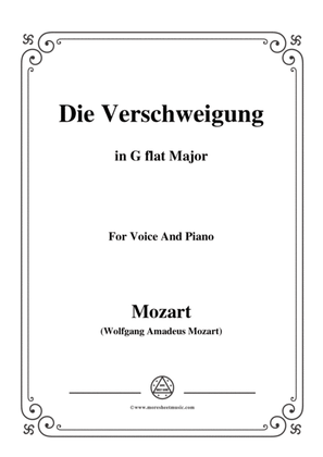 Book cover for Mozart-Die verschweigung,in G flat Major,for Voice and Piano