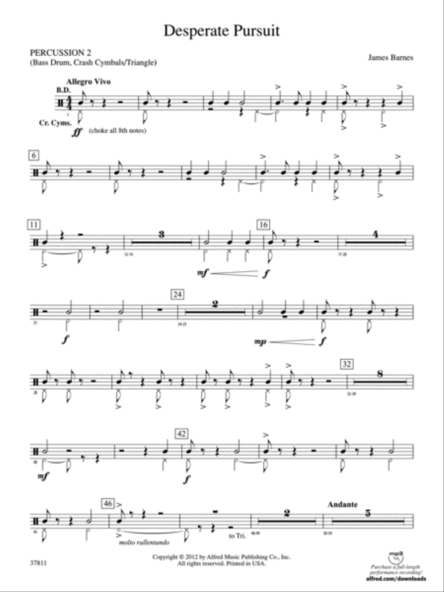 Desperate Pursuit: 2nd Percussion Concert Band scores gallery preview page 1