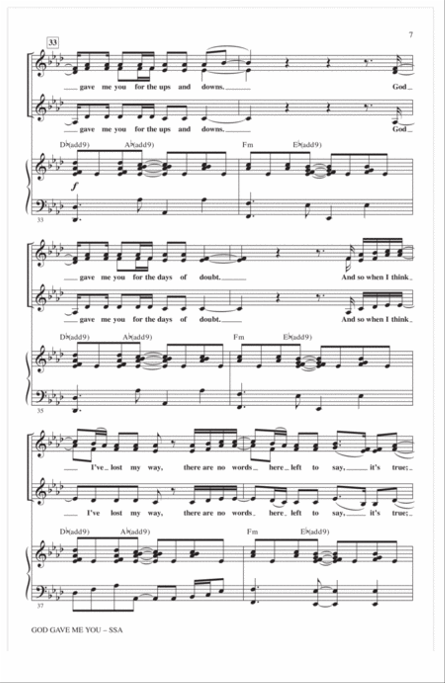 God Gave Me You (arr. Alan Billingsley) SSA scores gallery preview page 6