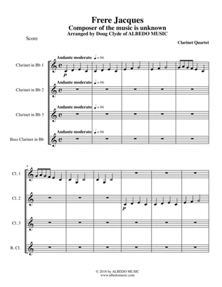 Frere Jacques for Clarinet Quartet