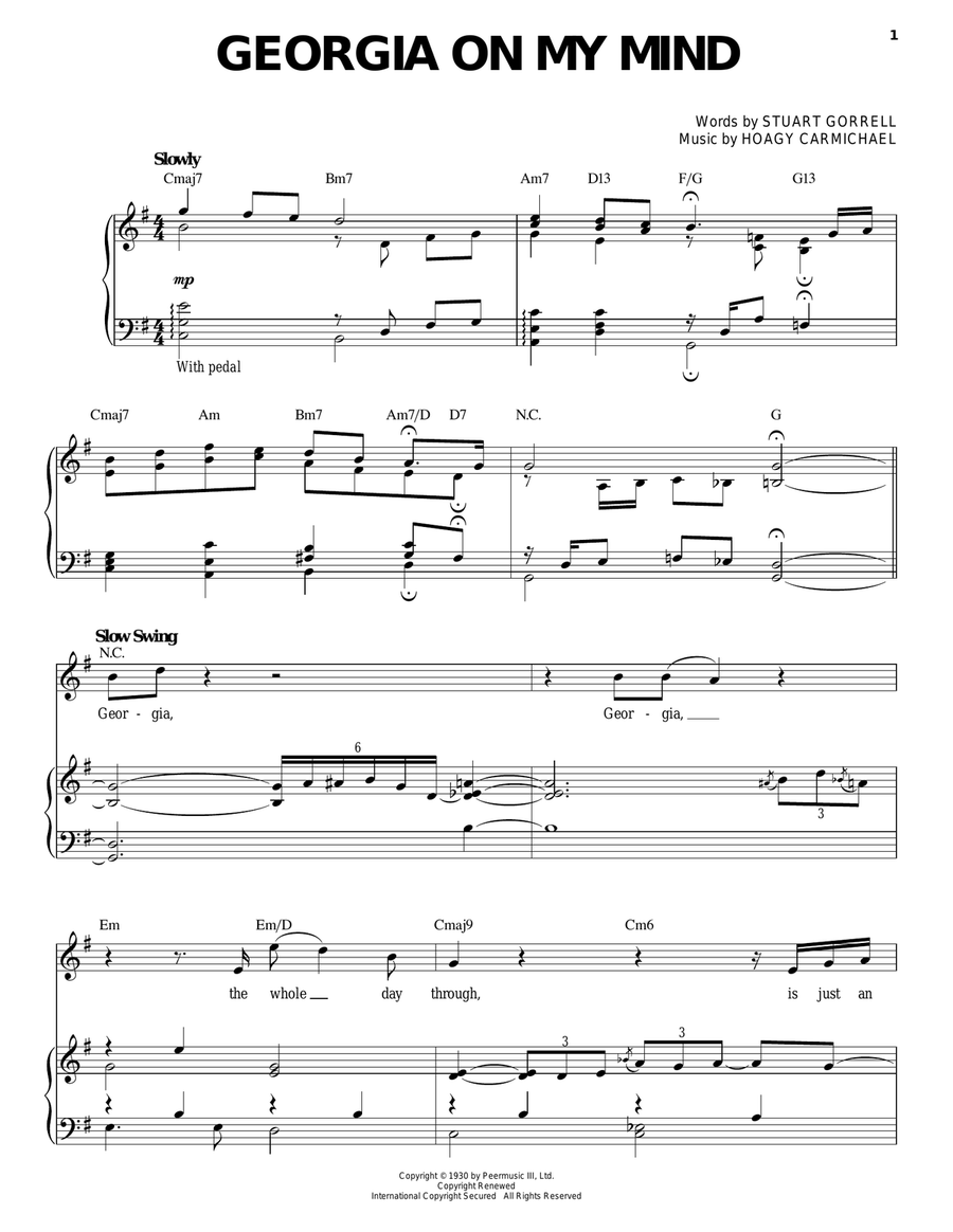 Georgia On My Mind Piano, Vocal scores gallery preview page 1