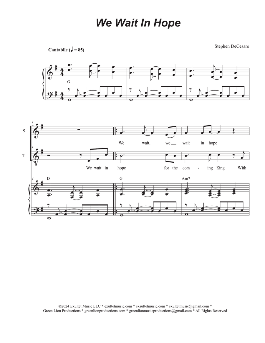 We Wait In Hope (Duet for Soprano and Tenor solo) image number null