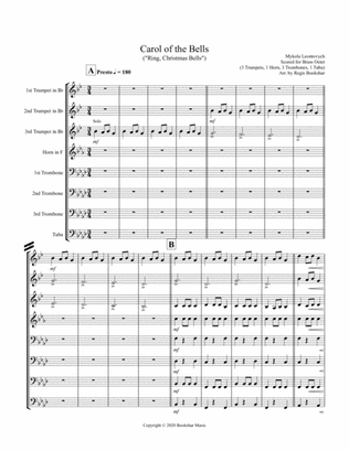 Carol of the Bells (F min) (Brass Octet - 3 Trp, 1 Hrn, 3 Trb, 1 Tuba)