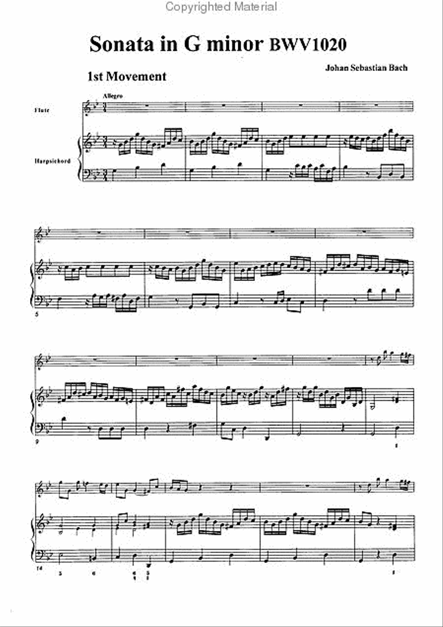 Sonata in G minor, BWV1020 Flute scores gallery preview page 3