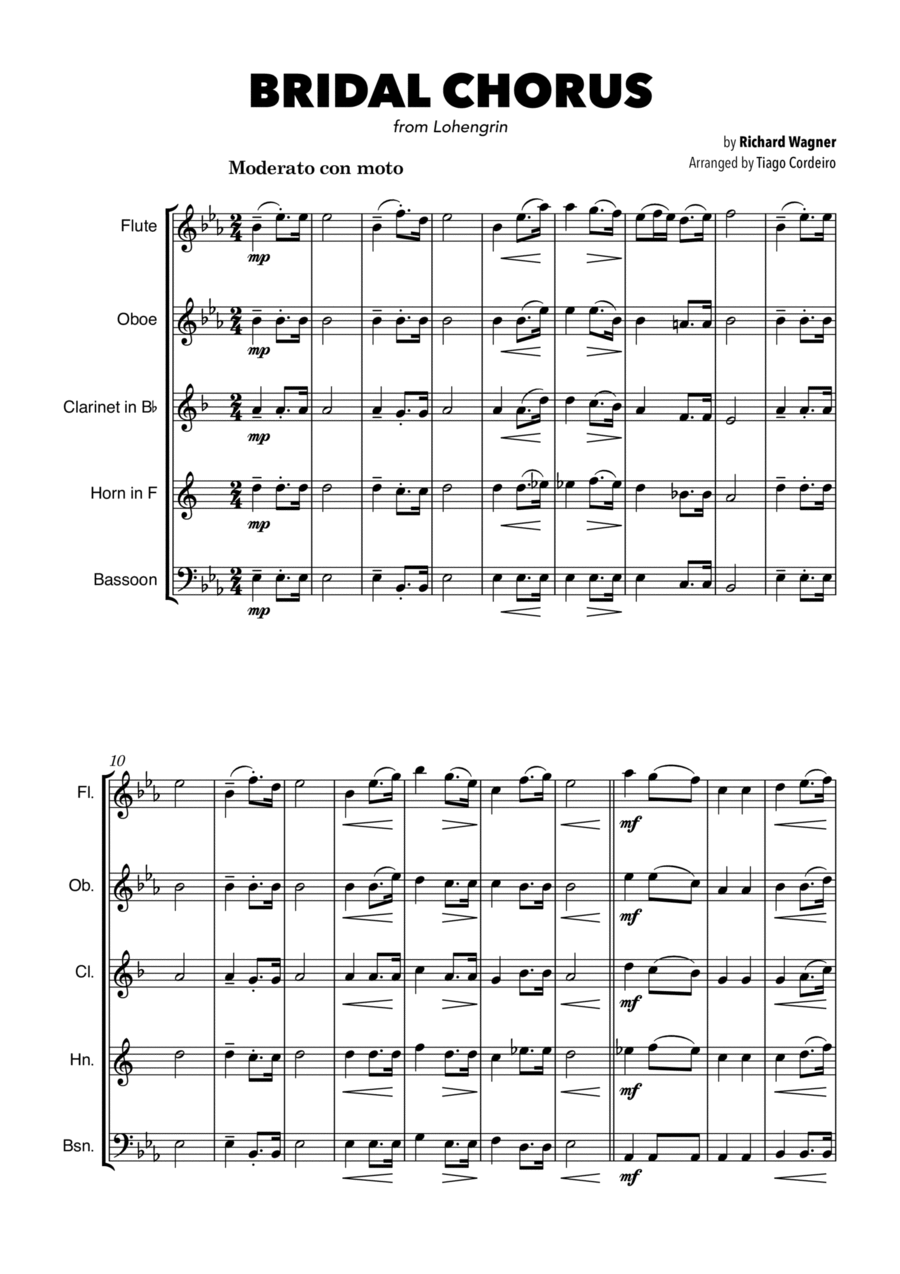 Bridal Chorus Bridal Chorus Woodwind Quintet scores gallery preview page 1