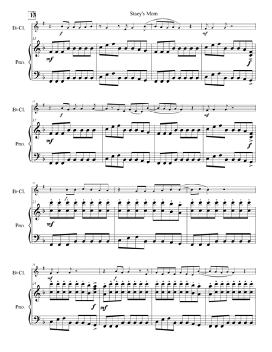 Stacy's Mom B-Flat Clarinet scores gallery preview page 3
