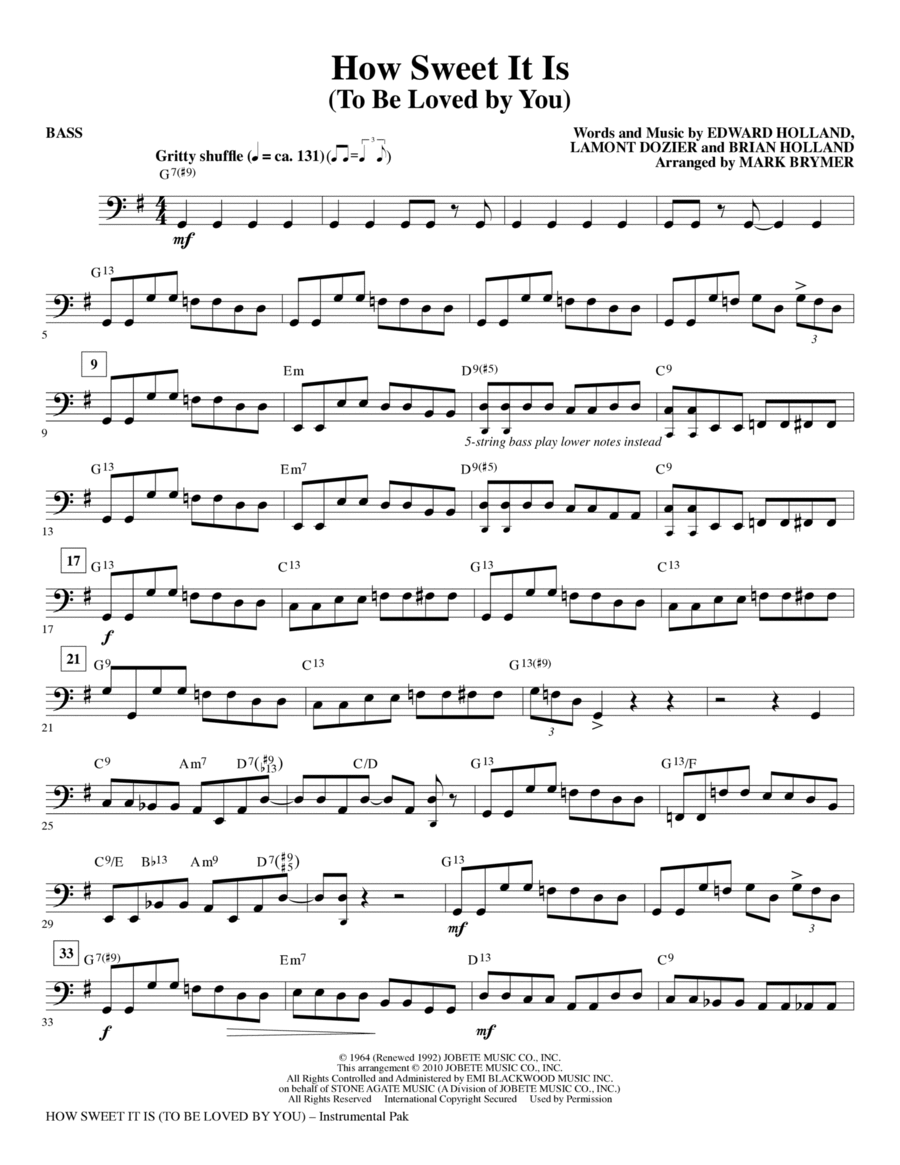 How Sweet It Is (To Be Loved By You) - Bass Choir scores gallery preview page 1
