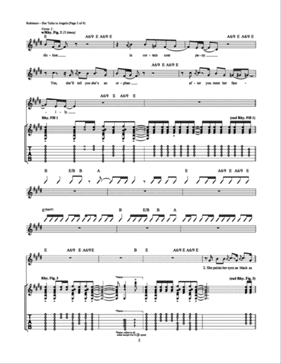 She Talks to Angels She Talks to Angels Electric Guitar scores gallery preview page 2