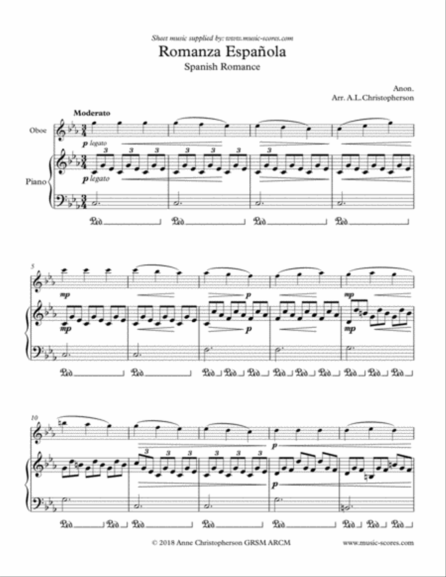 Spanish Romance - Oboe and Piano Piano scores gallery preview page 1