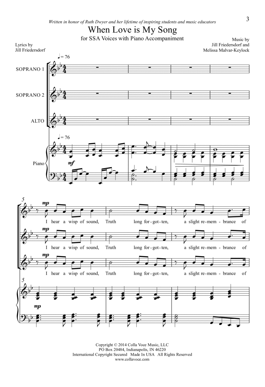 When Love is My Song When Love is My Song SSA scores gallery preview page 1
