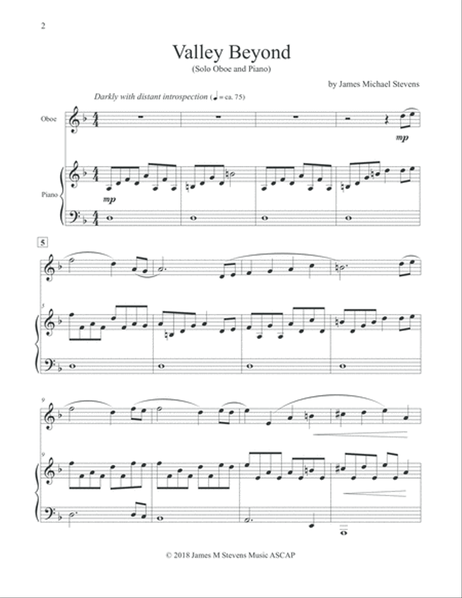 Valley Beyond - Oboe & Piano Piano scores gallery preview page 2