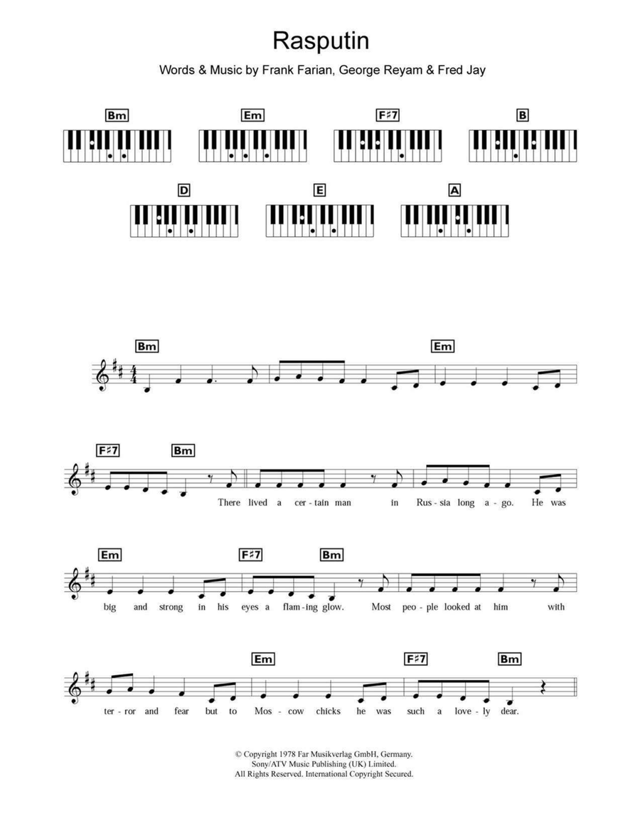 Rasputin Rasputin Piano scores gallery preview page 1