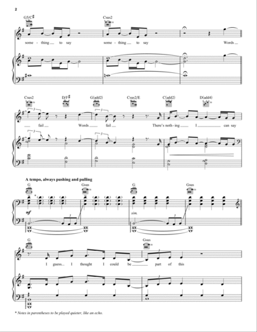Words Fail (from Dear Evan Hansen) Piano, Vocal, Guitar scores gallery preview page 2