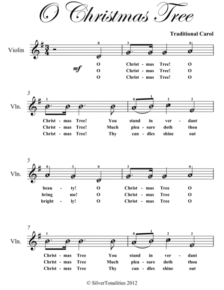 O Christmas Tree Easy Violin Sheet Music