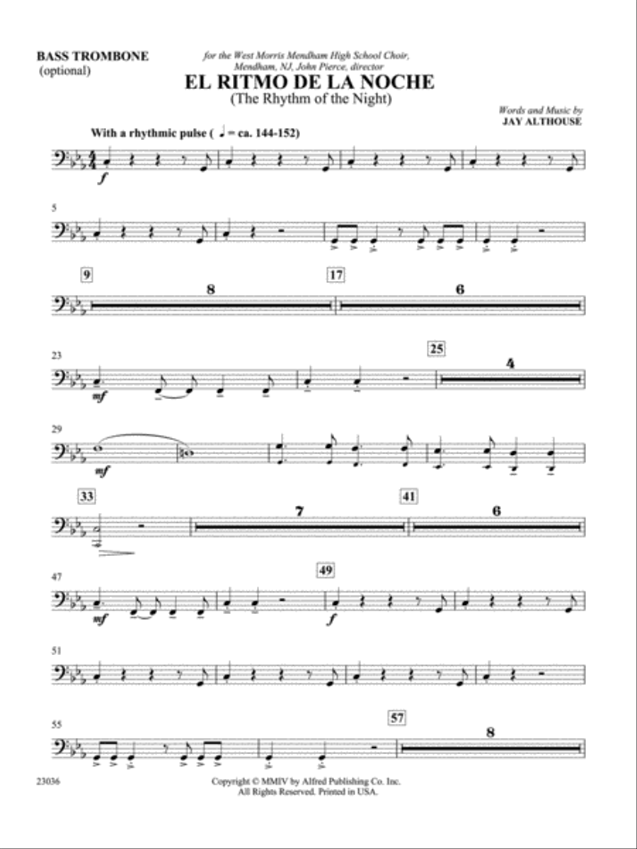 El Ritmo de la Noche (The Rhythm of the Night): 4th Trombone Trombone scores gallery preview page 1