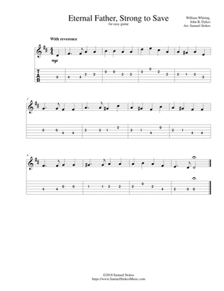 Eternal Father, Strong to Save (The Navy Hymn) - for easy guitar with TAB