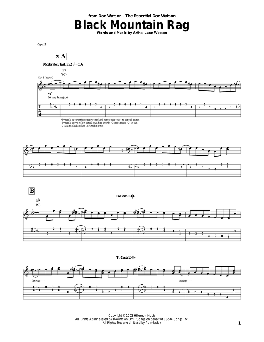 Black Mountain Rag Acoustic Guitar scores gallery preview page 1