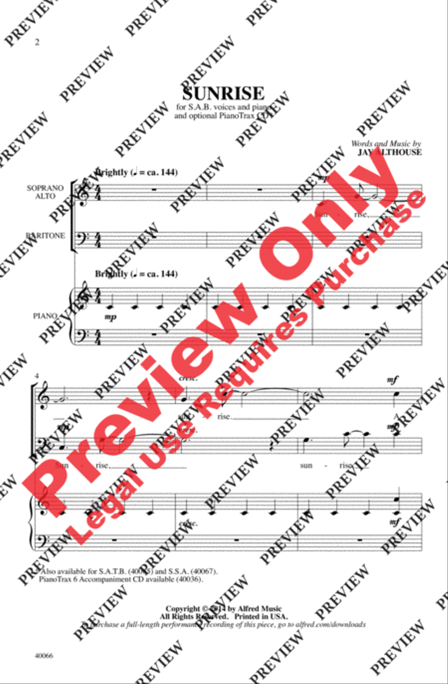 Sunrise Sunrise 3-Part scores gallery preview page 2