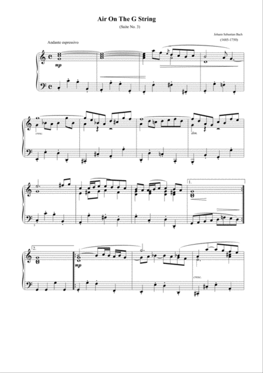 Book cover for Bach - Air on G String(Piano solo)