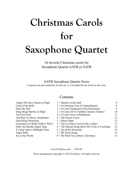 Christmas Carols for Saxophone Quartet Volume I image number null