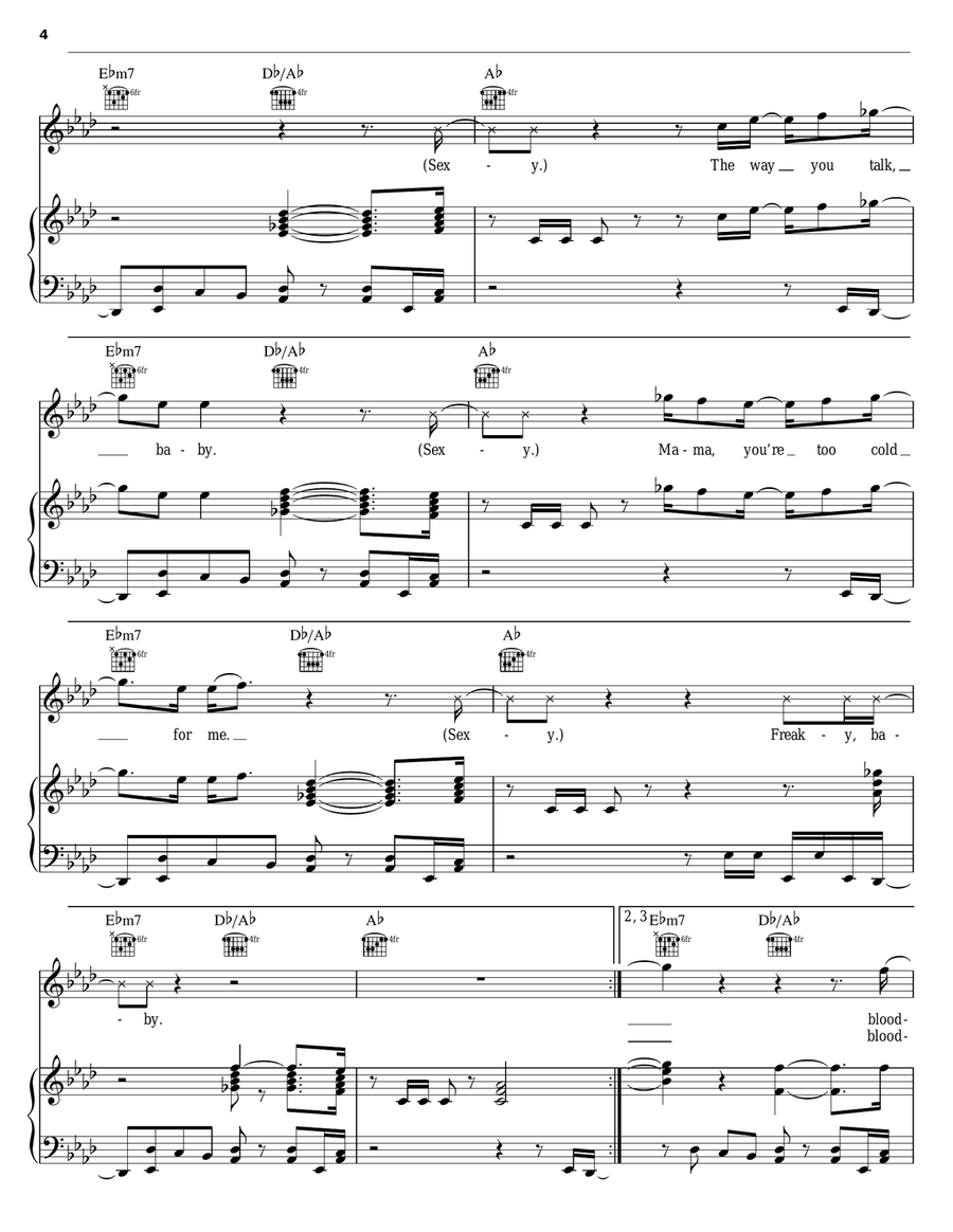 Cold Blooded Cold Blooded Piano, Vocal, Guitar scores gallery preview page 4