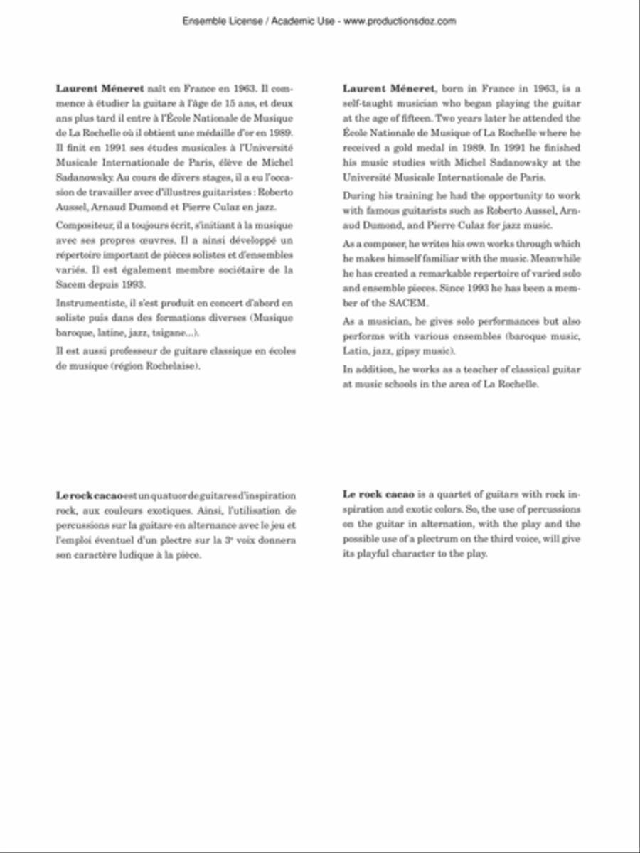 Le rock cacao Le rock cacao Guitar Ensemble scores gallery preview page 2
