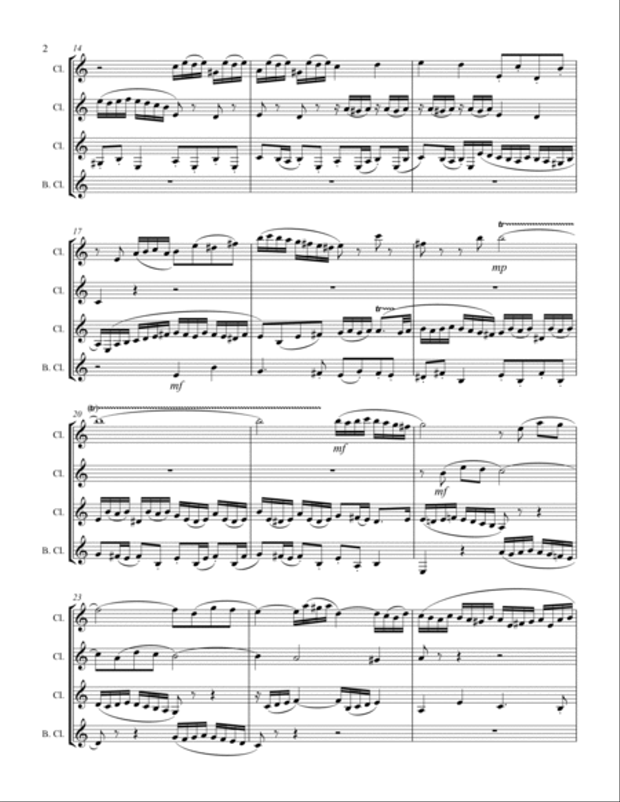 Bach - Fugue in G minor - “Little Organ Fugue” (for Clarinet Quartet) Clarinet Quartet scores gallery preview page 3