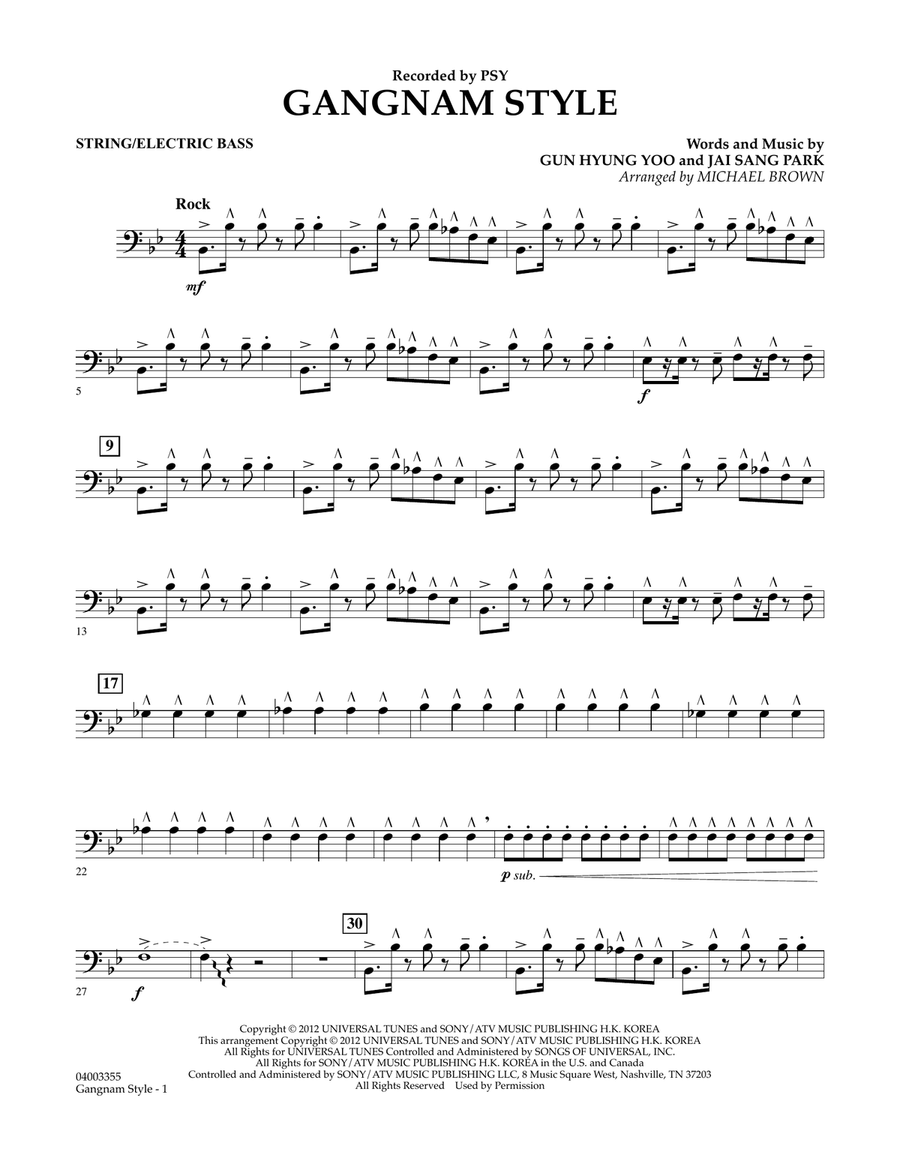 Gangnam Style - String/Electric Bass Concert Band scores gallery preview page 1