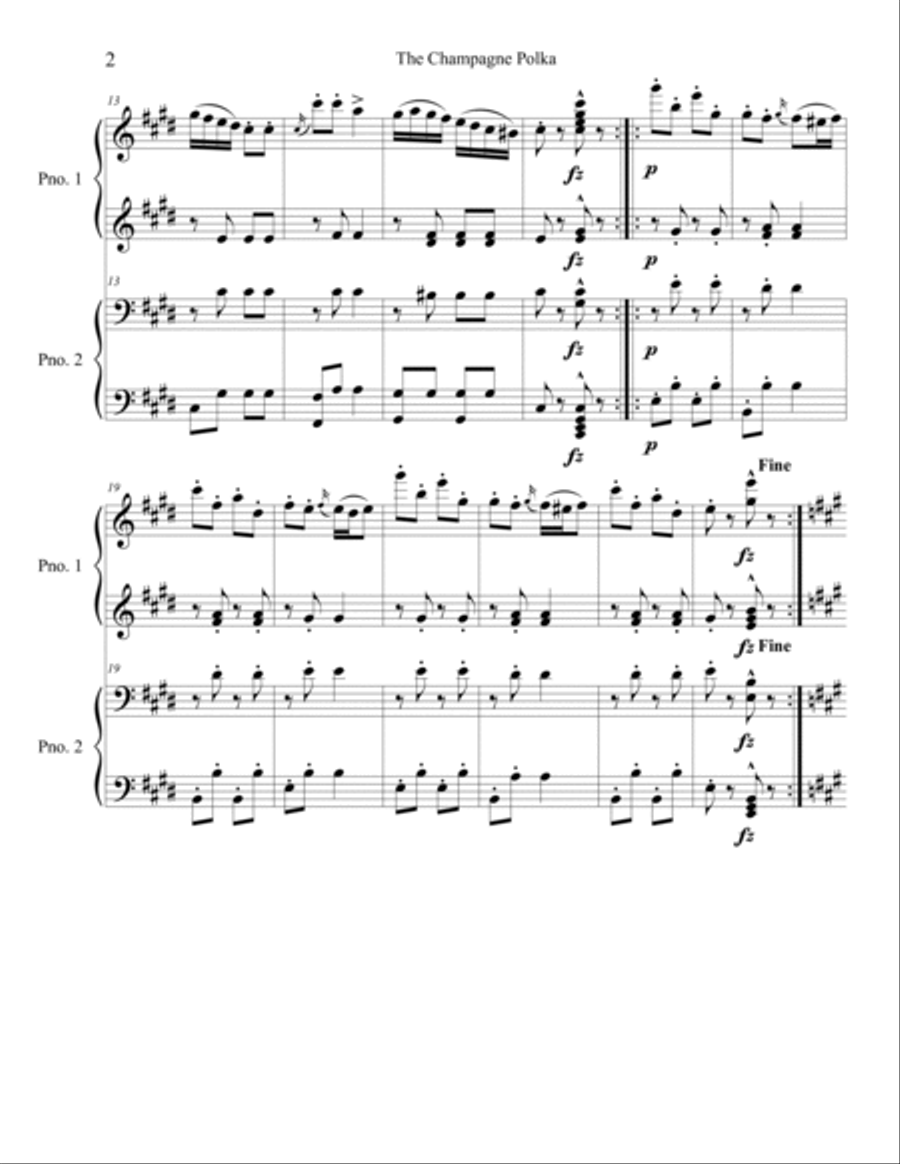 The Champange Polka for Piano Duo Piano Duet scores gallery preview page 2