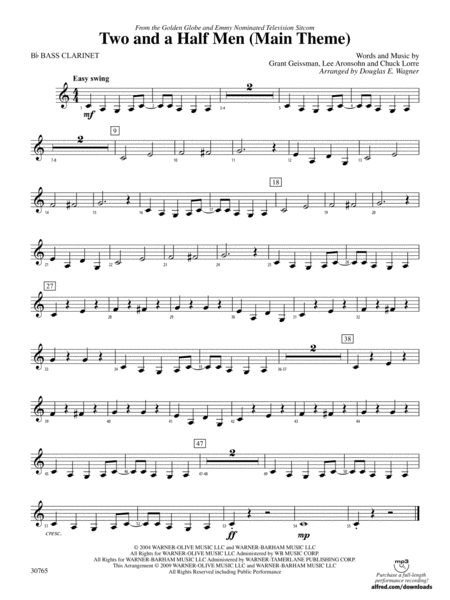 Two and a Half Men (Main Theme): B-flat Bass Clarinet