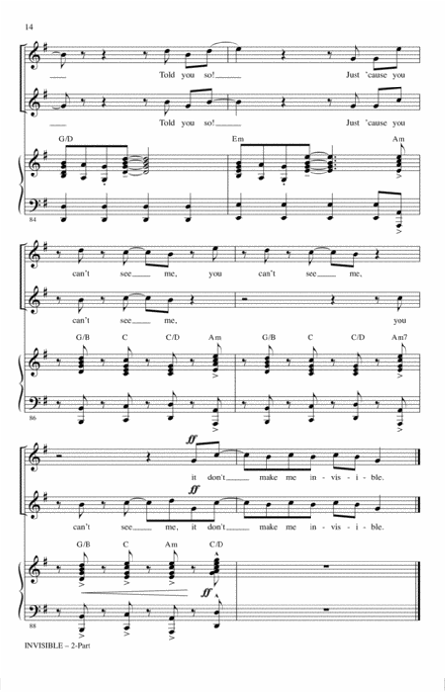 Invisible (arr. Ed Lojeski) 2-Part scores gallery preview page 13