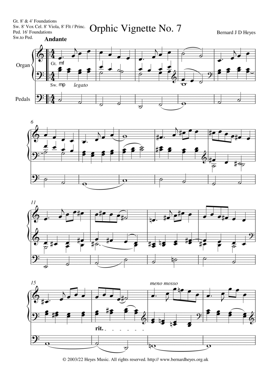 Orphic Vignette No. 7 Organ Solo scores gallery preview page 1