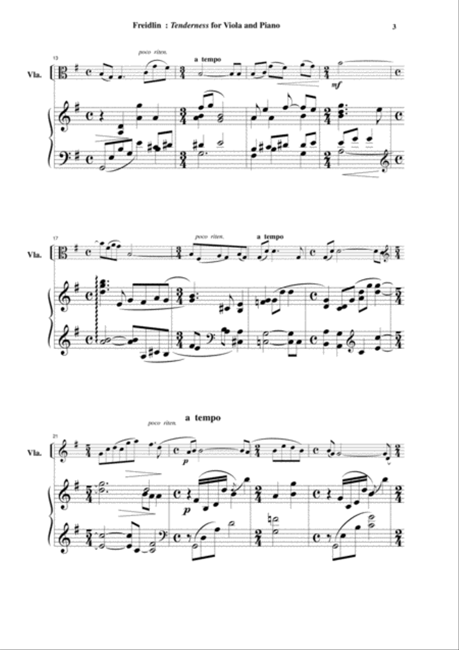 Jan Fredilin: Tenderness for viola and piano Piano scores gallery preview page 3