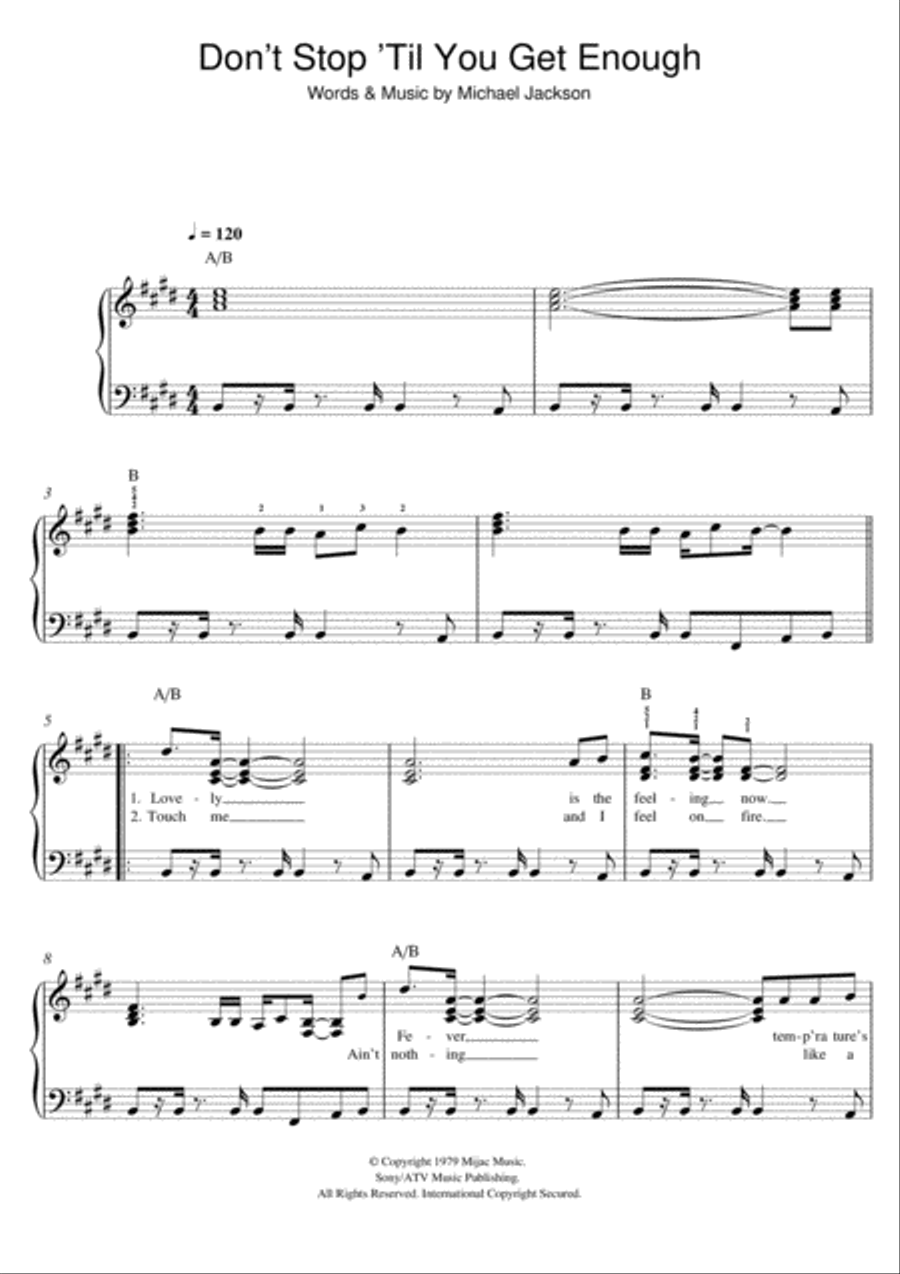 Don't Stop Till You Get Enough Easy Piano scores gallery preview page 1