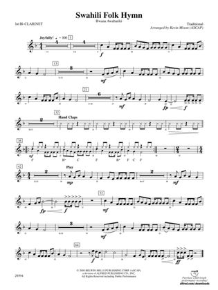 Swahili Folk Hymn (Bwana Awabariki): 1st B-flat Clarinet