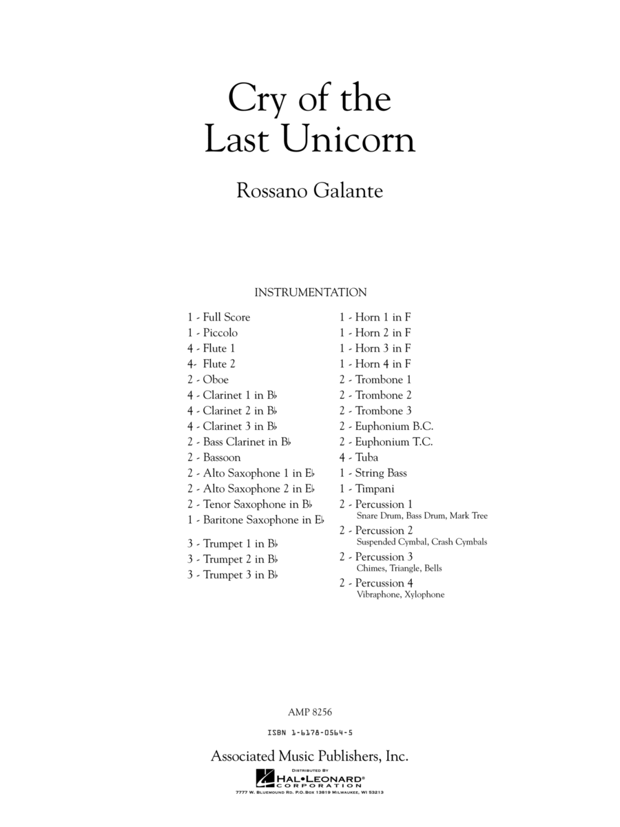 Cry Of The Last Unicorn - Full Score Concert Band scores gallery preview page 1