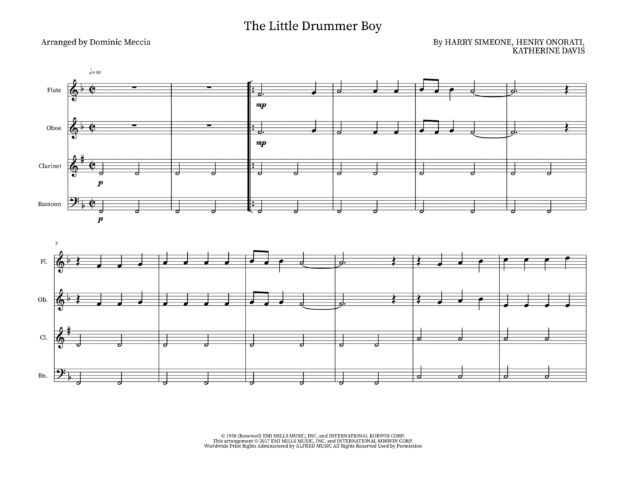 The Little Drummer Boy Small Ensemble scores gallery preview page 1