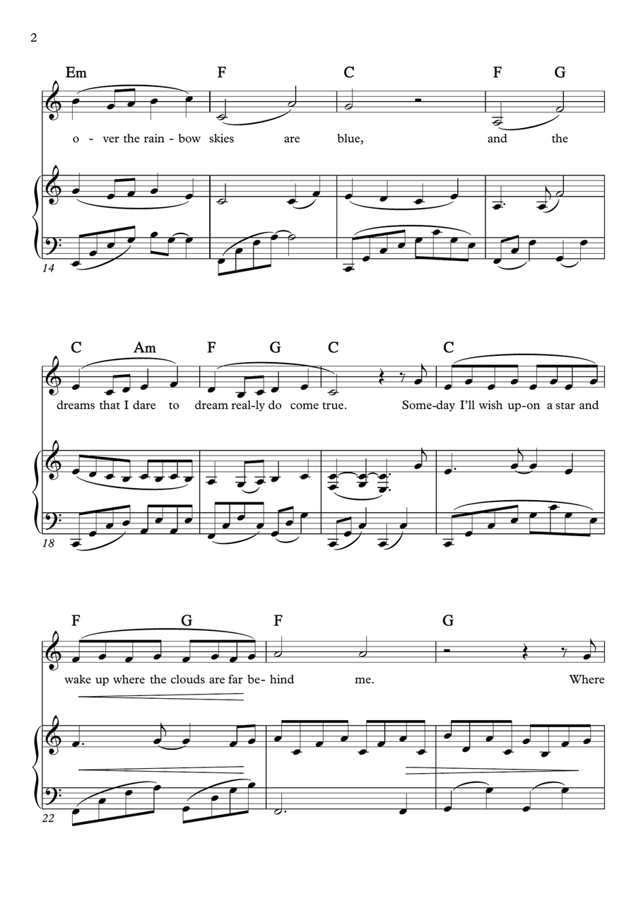 Over The Rainbow Piano, Vocal scores gallery preview page 2