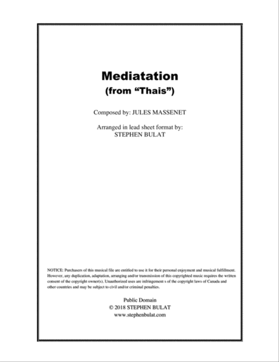 Meditation (from "Thais") by Massenet in key of A