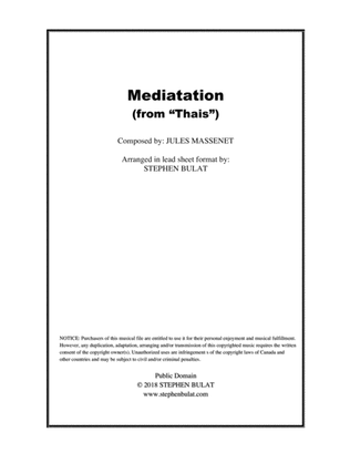 Meditation (from "Thais") by Massenet in key of A
