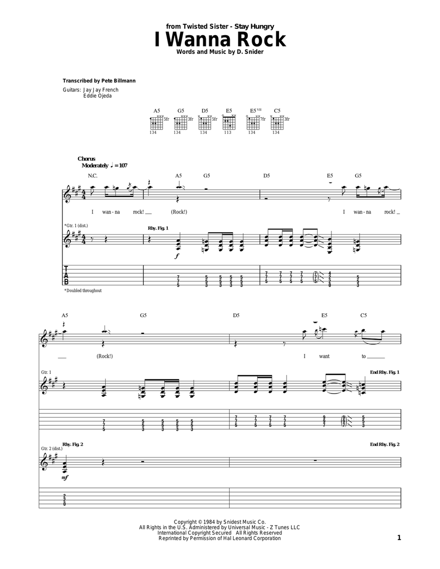 I Wanna Rock I Wanna Rock Acoustic Guitar scores gallery preview page 1