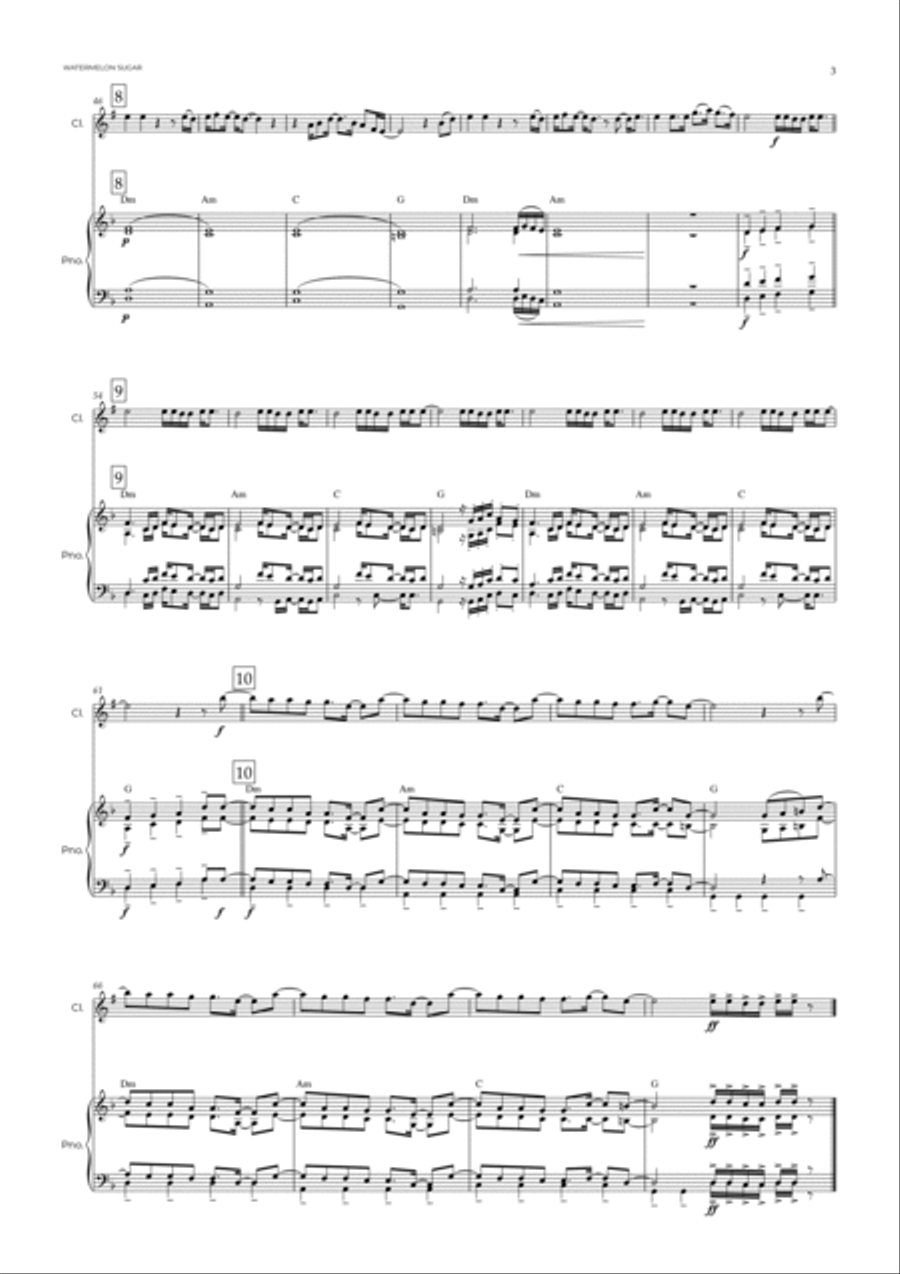 Watermelon Sugar Clarinet Solo scores gallery preview page 4