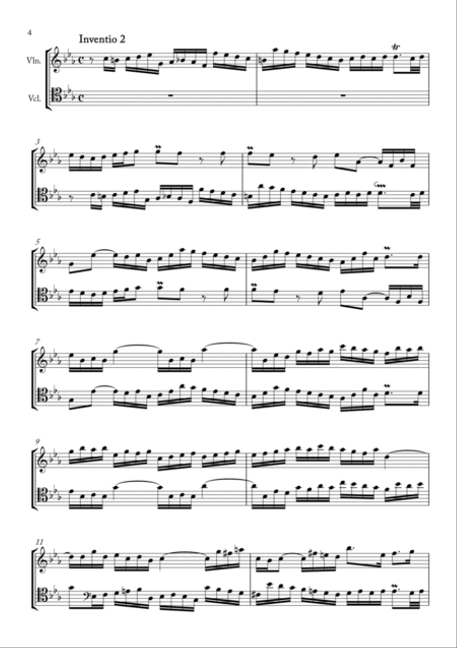 15 Two-Part Inventions (for violin and violoncello) String Duet scores gallery preview page 6
