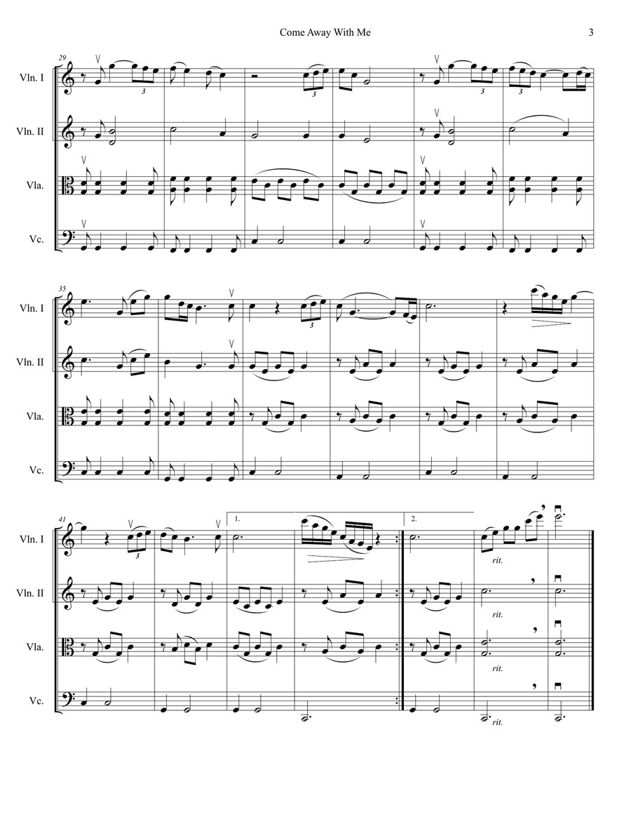 Come Away With Me String Quartet scores gallery preview page 3