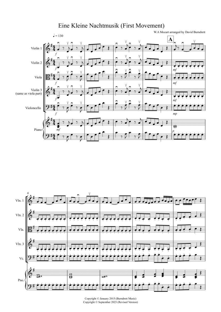 Eine Kleine Nachtmusik (1st movement) for String Quartet String Quartet scores gallery preview page 1