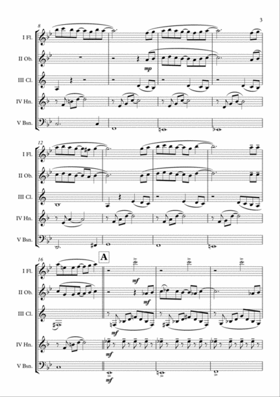Life On Mars Woodwind Quintet scores gallery preview page 4