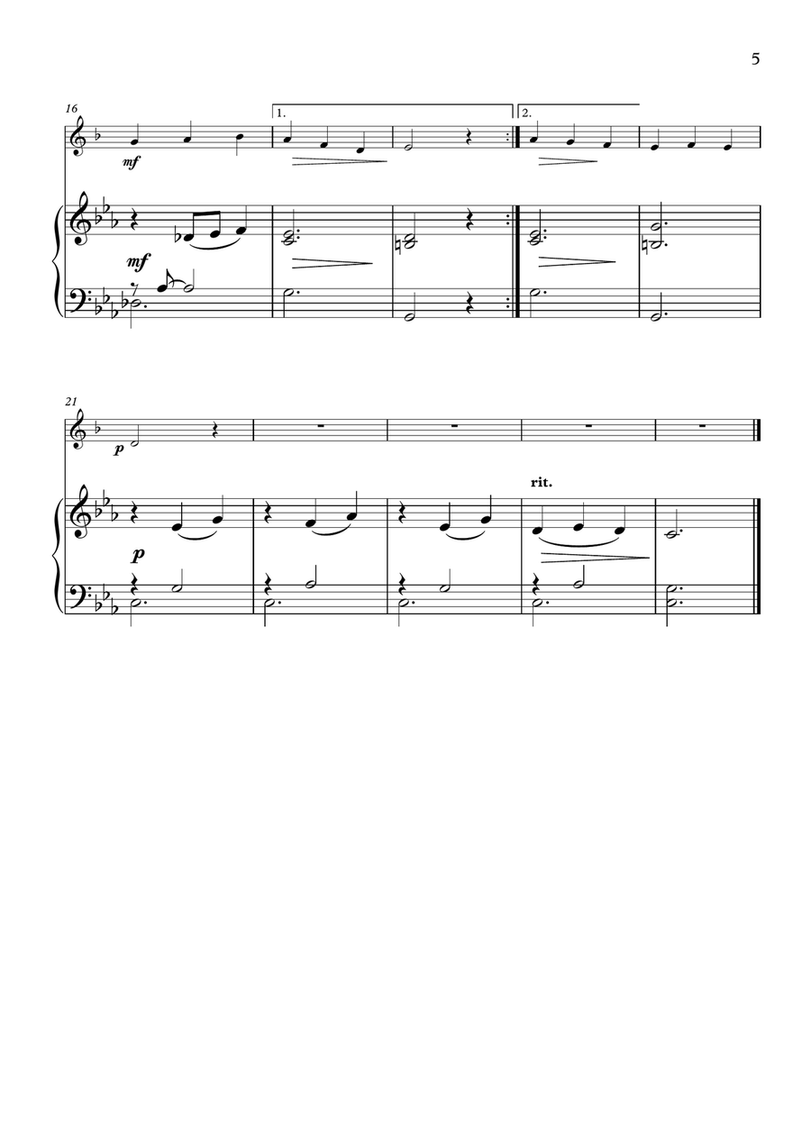 Three Easy Pieces for Trumpet and Piano B-Flat Trumpet scores gallery preview page 5