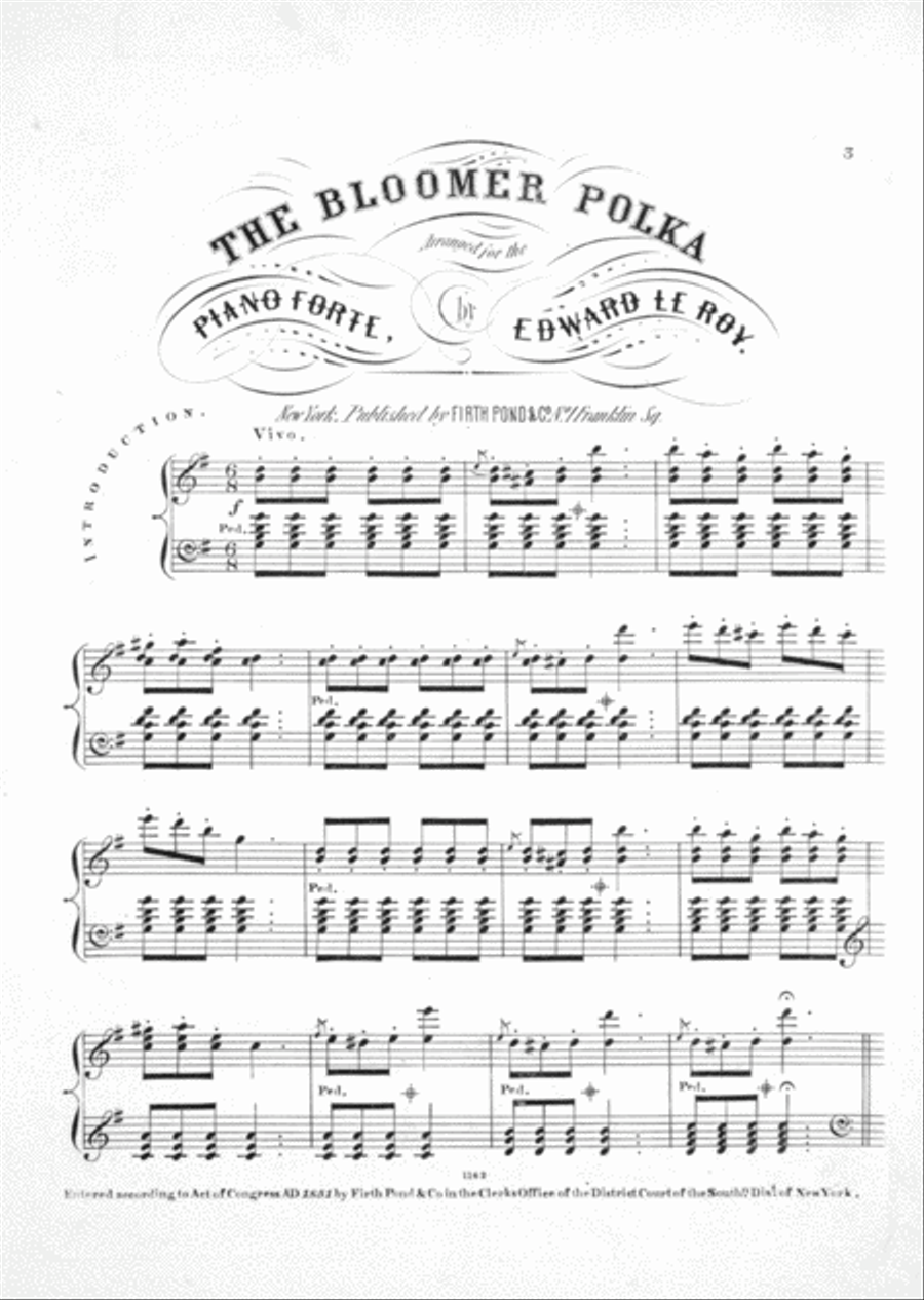 Bloomer, or, New Costume Polka. Published Under the Patronage of the Bloomers Piano Solo scores gallery preview page 2