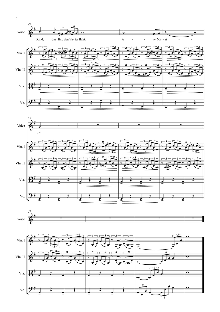 Ave Maria for Voice and String Quartet String Quartet scores gallery preview page 6